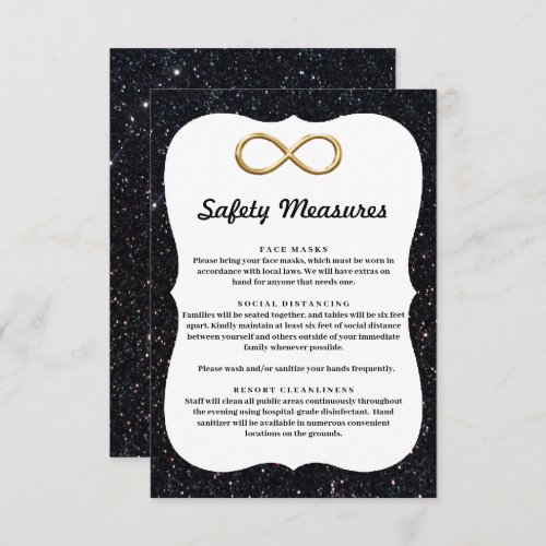 Black Glitter Gold Infinity Safety Measures Enclosure Card