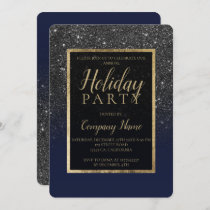 Black glitter gold navy blue business corporate invitation