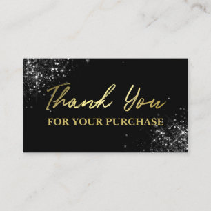 Black Glitter Gold Thank You For Your Purchase Business Card