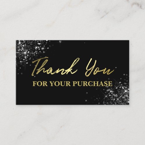 Black Glitter Gold Thank You For Your Purchase Business Card