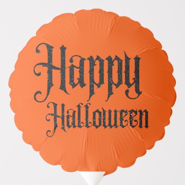 Black Glitter Happy Halloween Balloon (Front)