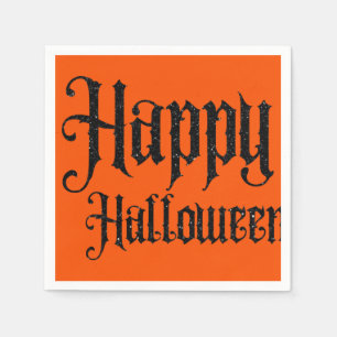 Black Glitter Happy Halloween Napkins