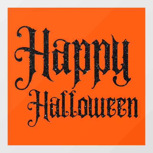 Black Glitter Happy Halloween Window Cling (Sheet)