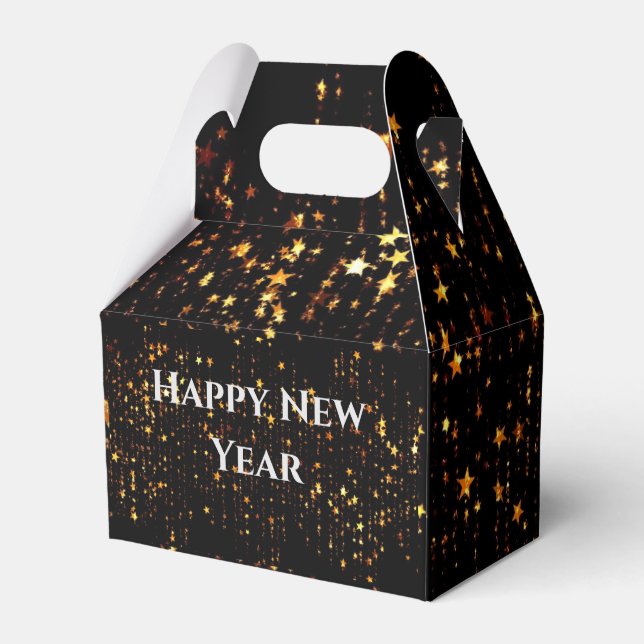 Black Glitter Happy New Year Favor Boxes (Back Side)