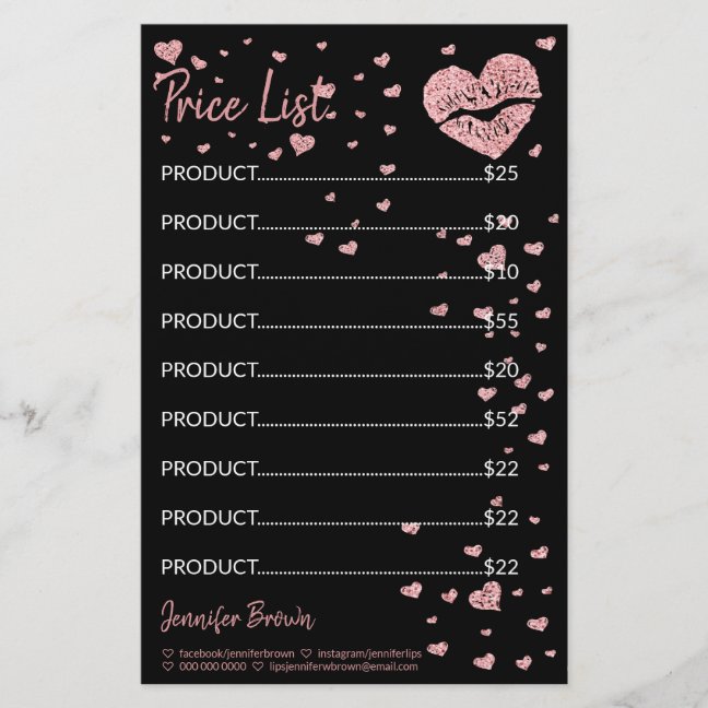 Black Glitter Heart Lip Lipstick Makeup price list Stationery