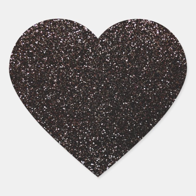 Black glitter heart sticker (Front)
