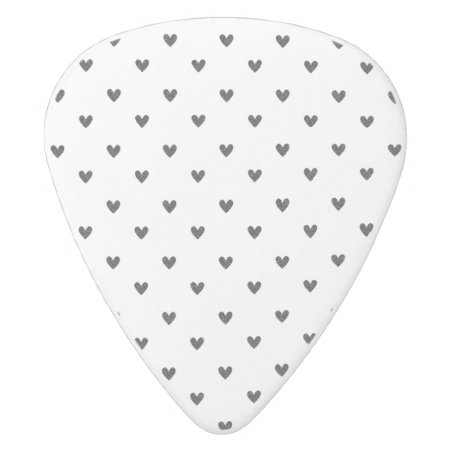 Black Glitter Hearts Pattern White Delrin Guitar Pick