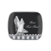 Black Glitter High Heel Shoe Birthday Party Jelly Belly Tin (Top)