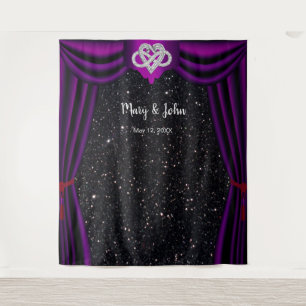 Black Glitter Infinity Heart Purple Curtain  Tapestry