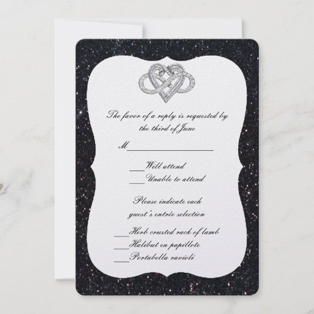 Black Glitter Infinity Heart Response Card (Front)