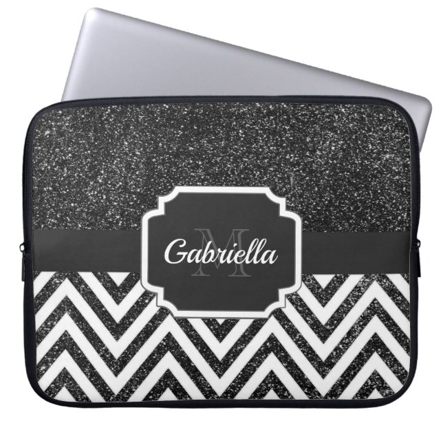 Black Glitter Laptop Sleeve (Front)