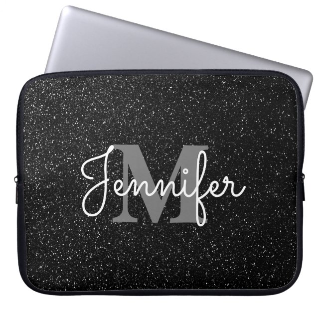 Black Glitter Laptop Sleeve (Front)