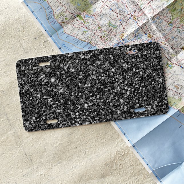 Black Glitter License Plate (In Situ)