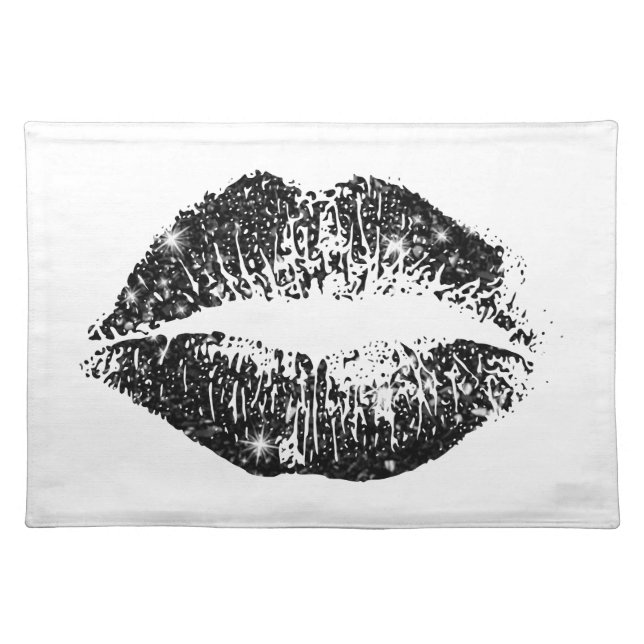 Black Glitter Lips Placemat (Front)