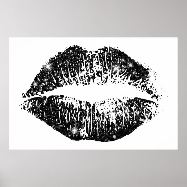 Black Glitter Lips Poster (Front)