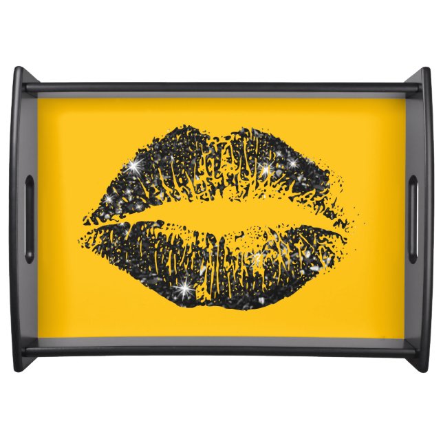 Black Glitter Lips Serving Tray (Front)