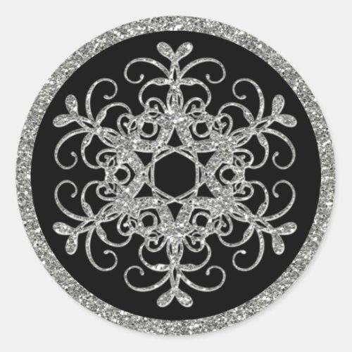 Black Glitter LOOK Snowflake Wedding Sticker