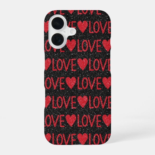 Black Glitter LOVE Iphone Case (Back)