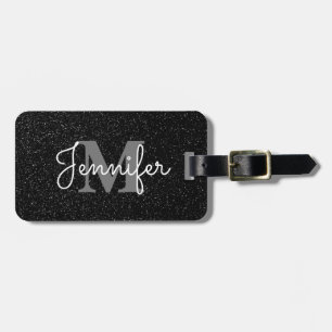 Black Glitter Luggage Tag