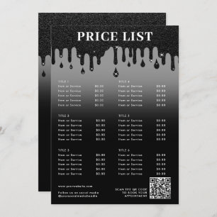 Black Glitter Minimalist Beauty Price List Menu