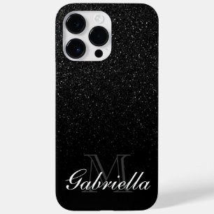 Black Glitter Monogram Case-Mate iPhone 14 Pro Max Case