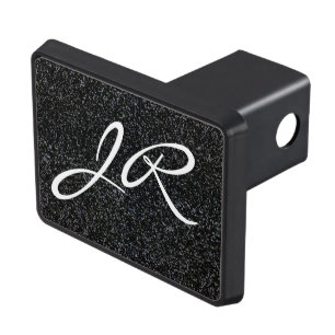 Black glitter monogram custom trailer hitch cover