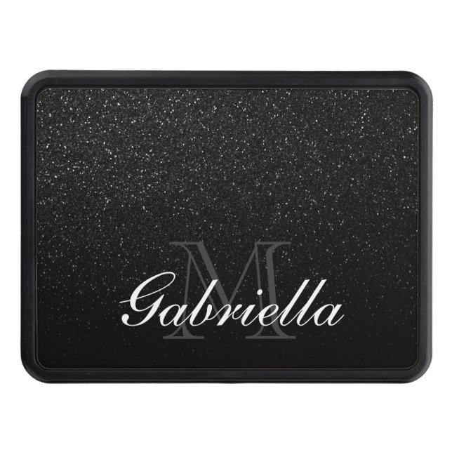 Black Glitter Monogram Hitch Cover (Front)