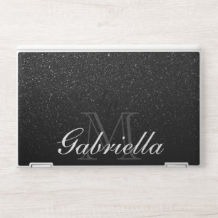 Black Glitter Monogram HP Laptop Skin