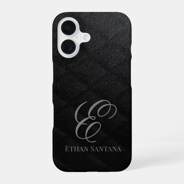 Black Glitter Monogram Iphone Case (Back)