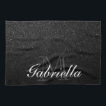Black Glitter Monogram Kitchen Towel<br><div class="desc">Black Glitter Monogram</div>