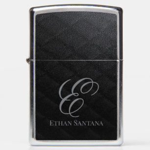 Black Glitter Monogram Zippo Lighter