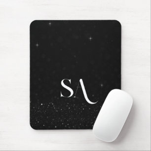 Black Glitter Mousepad with Custom Initials