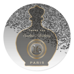 Black Glitter Noir Fragrance, Sweet 16  Classic Round Sticker