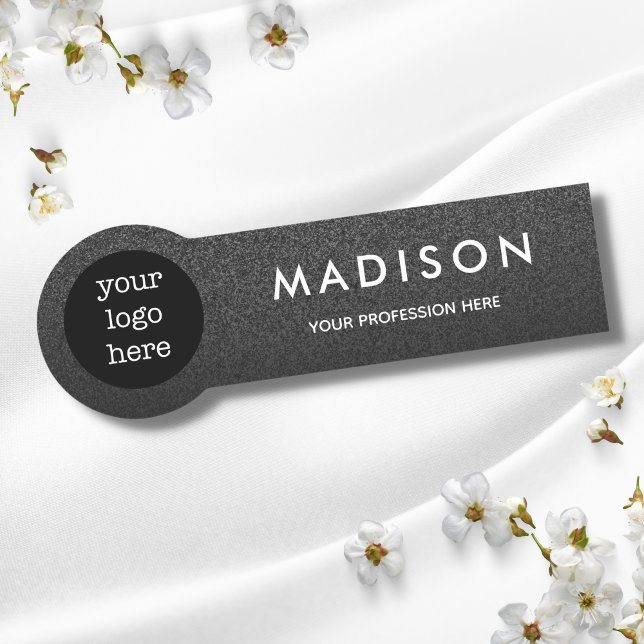 Black Glitter Ombre Employee Name Logo Badge (Creator Uploaded)