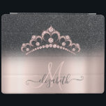 Black Glitter Ombre Rose Gold Tiara Diamonds iPad Smart Cover<br><div class="desc">Elegant black glitter ombre,  and diamonds tiara on a rose gold background. An elegant and sophisticated design.</div>