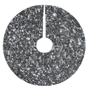 Black Glitter Pattern Brushed Polyester Tree Skirt