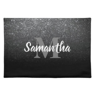 Black Glitter Pattern Cloth Placemat