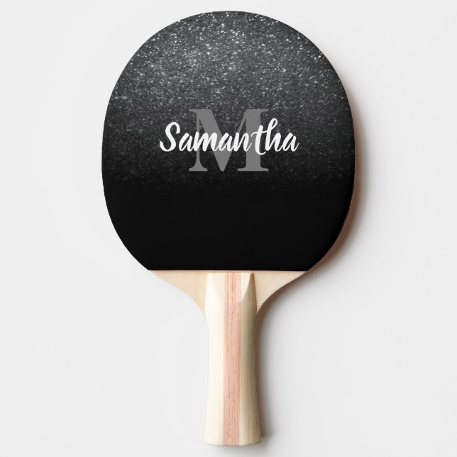 Black Glitter Pattern Ping Pong Paddle (Front)