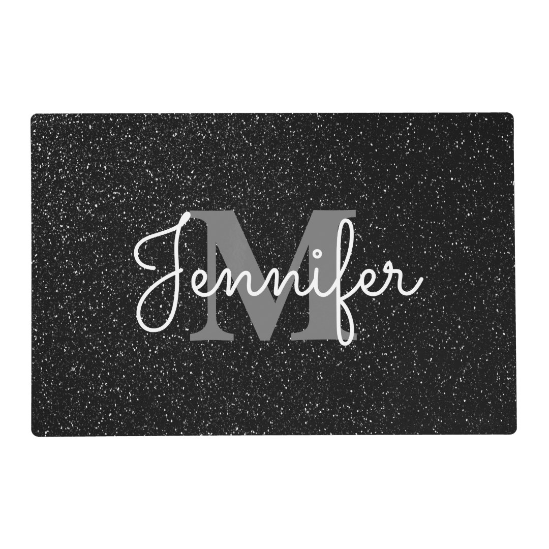 Black Glitter Placemat Zazzle