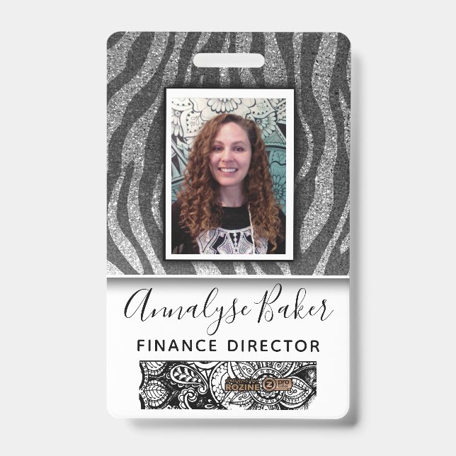 Black Glitter Professional CNA Nurse Photo Name Badge (Front)