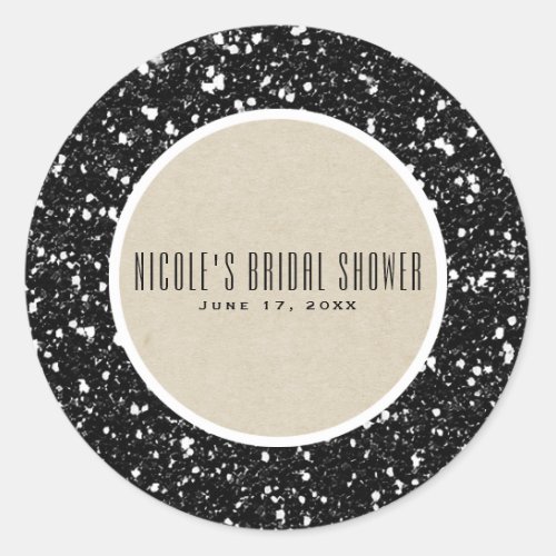 Black Glitter  Rustic Kraft Fall Sparkle Favor Classic Round Sticker