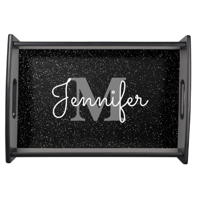 Black Glitter Serving Tray (Front)