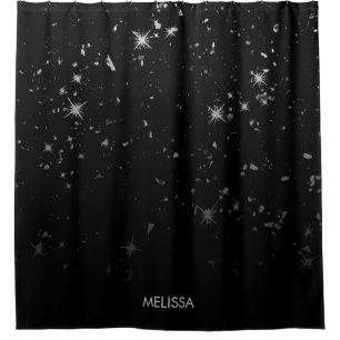 Black Glitter Shower Curtain