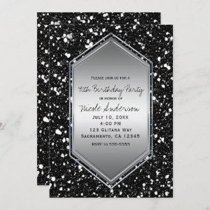 Black Glitter Silver Glam Birthday Party Any Event Invitation