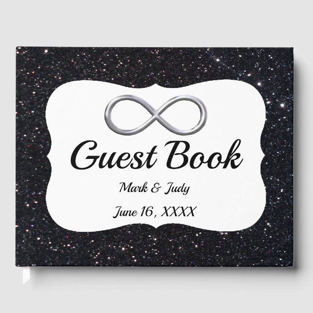Black Glitter Silver Infinity Guestbook (Front)