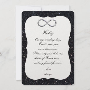 Black Glitter Silver Infinity Maid Of Honor Card