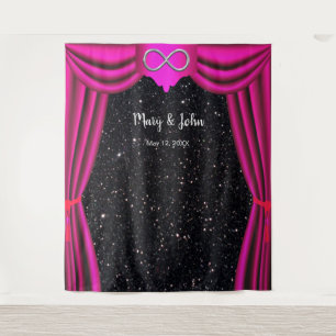 Black Glitter Silver Infinity Pink Curtain Tapestry