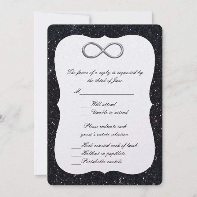 Black Glitter Silver Infinity Response Card (Front)