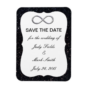 Black Glitter Silver Infinity Save The Date Magnet
