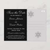 Black Glitter Snowflakes Save the Date Postcard (Back)